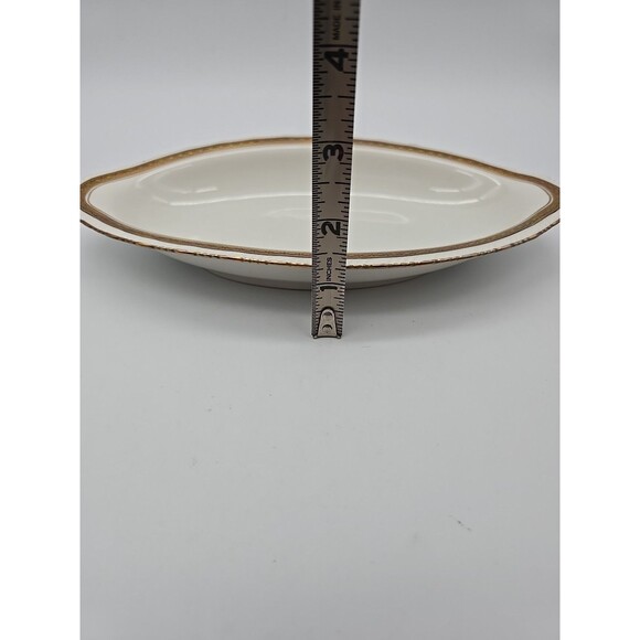 Rorstrand Sweden Small Oblong Porcelain Bowl #522 Gold Ribbon Pattern 9.5" x 5" - Picture 8 of 8